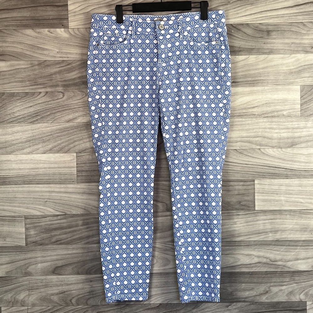 Tommy Bahama Skinny Ankle Jeans Womens 30x28  (32x26) Blue Denim Geometric Print